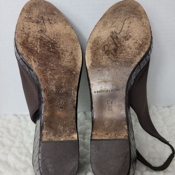 Donald J. Pliner King2 Women's Shoes Size 8.5 Brown Croco Peep Toe Platform - Picture 8 of 9